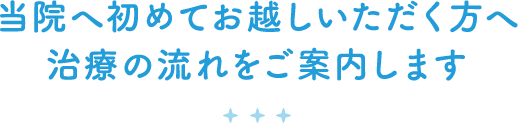 当院へ初めてお越しいただく方へ 治療の流れをご案内します